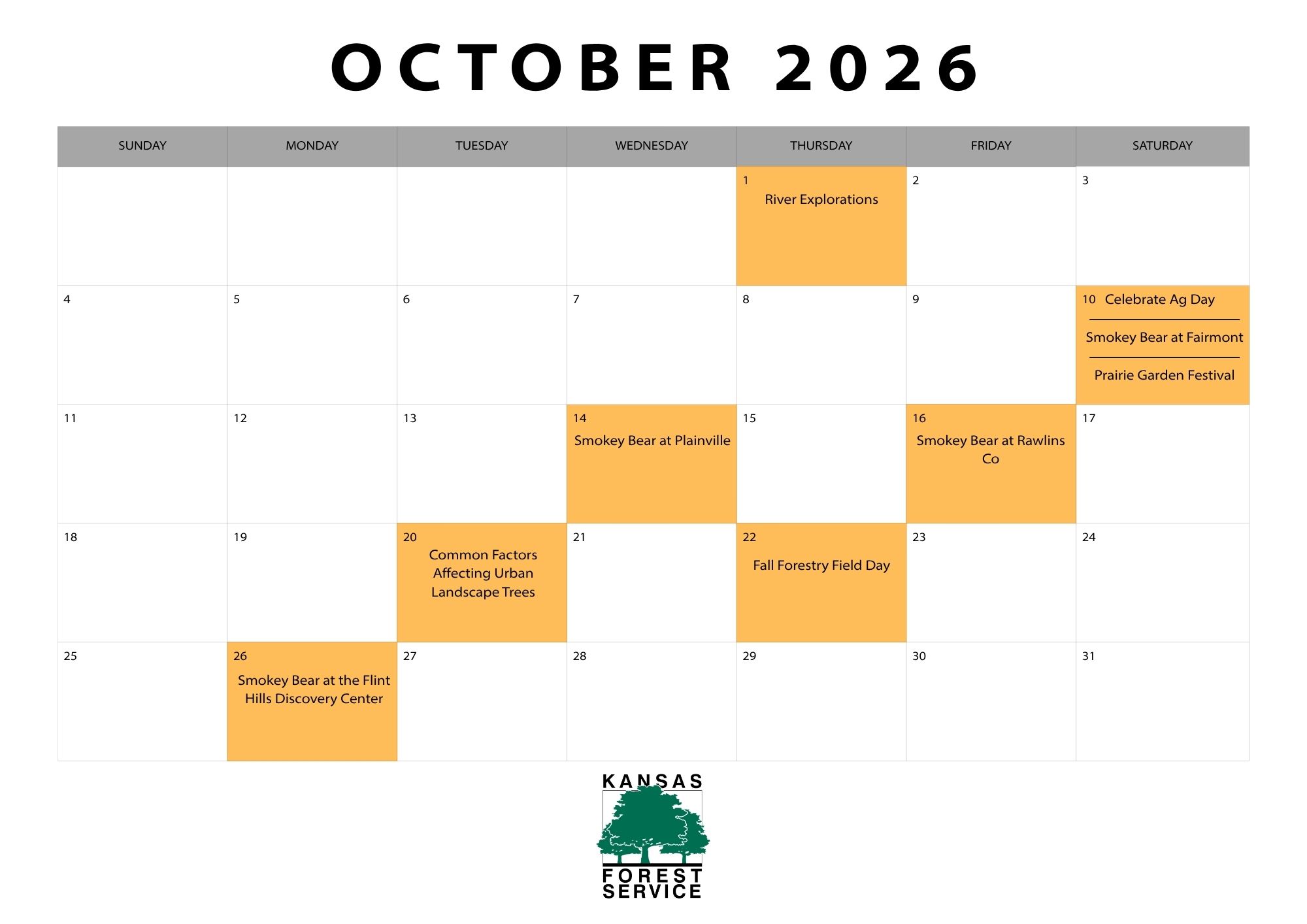 October Calendar October Calendar